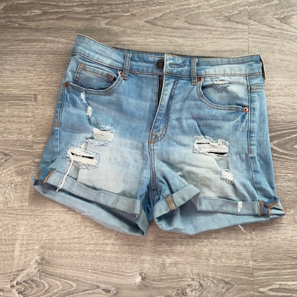 High Waisted Midi Denim Shorts